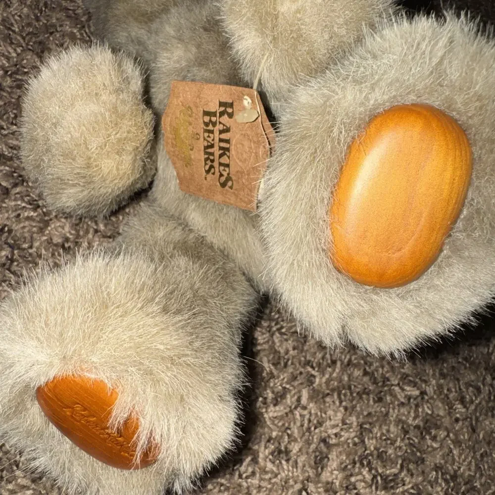 Vintage 1989 Robert Raikes Bears Plush Wooden Face And Pads Original Tag 12''